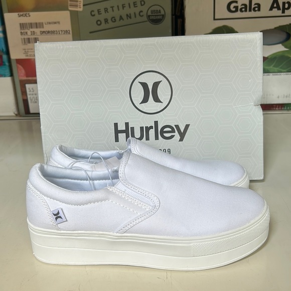 Hurley Shoes Nwt Womens Hurley Bacona White Platform Slip On